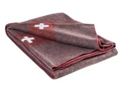 Schweizer Wolldecke 200x150cm Grau/rot