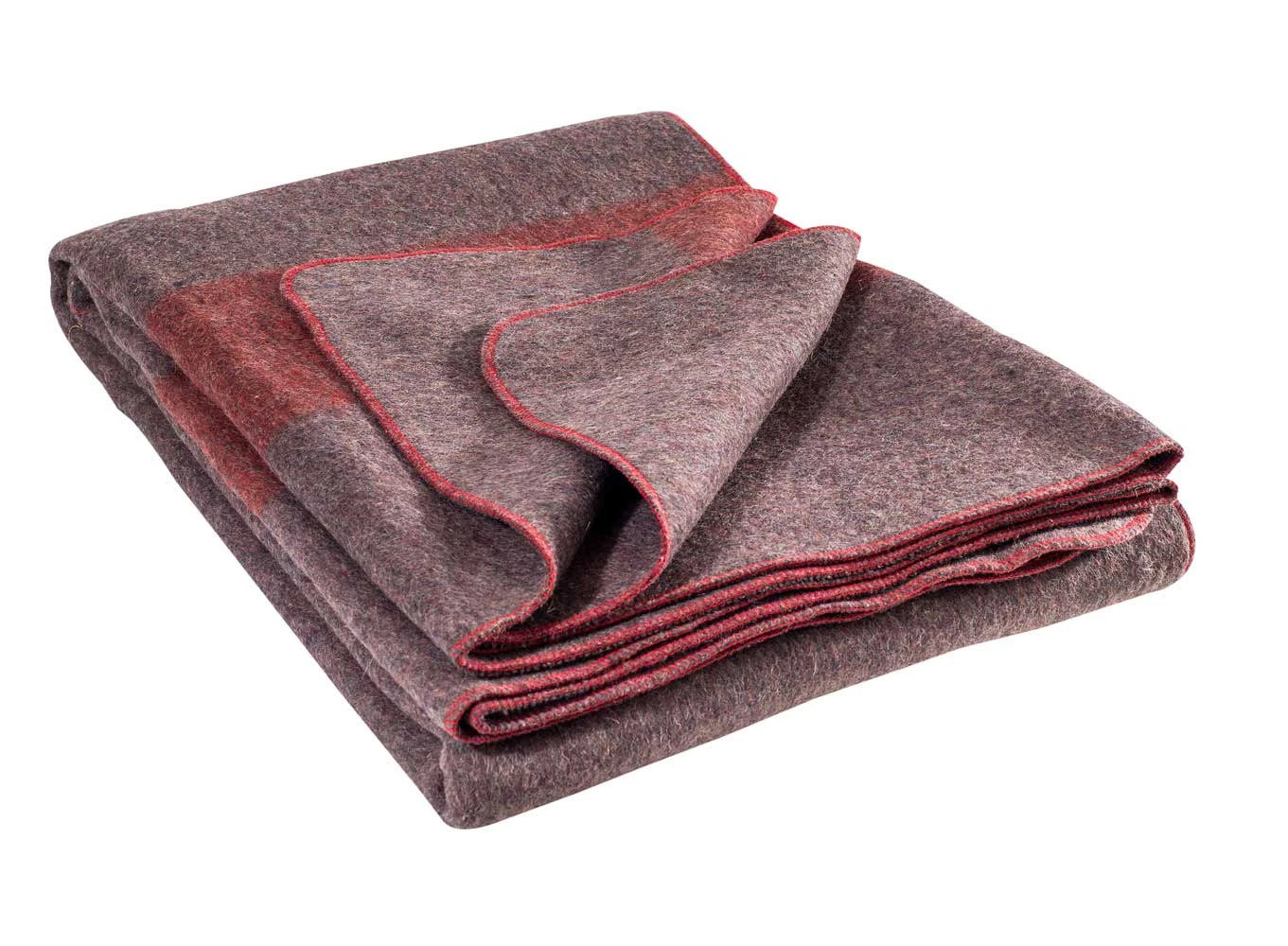 Schweizer Wolldecke 200x150cm Grau/rot 2 Schweizer Wolldecke 200x150cm Grau/rot – Bild 2